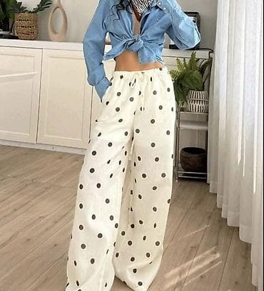 široke pantalone: Ženske pantalone širokog kroja sa tufnama,kvalitetne. - Model: ravne — 1