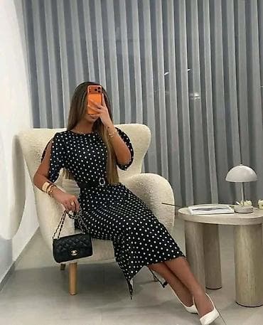 novi model tech fleece: Elegantna midi haljina na tufne. - Kroj struk naglašen kaišem,blago — 5