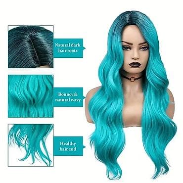 svetlece pidzame cena: Duga talasasta perika u nijansama tirkiza i akvamarina - Stil: duga — 2