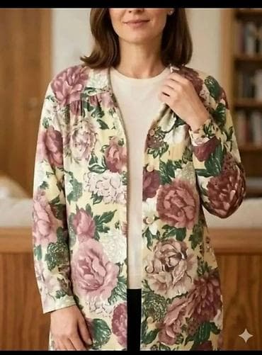 reserved tunike: Ženska košulja/lagani kaputić sa cvetnim printom - Dizajn: raskošni — 1