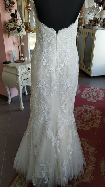 Wedding Clothes: Venčanica sirena kroja, boje slonovače, top ali ima traku oko vrata — 4