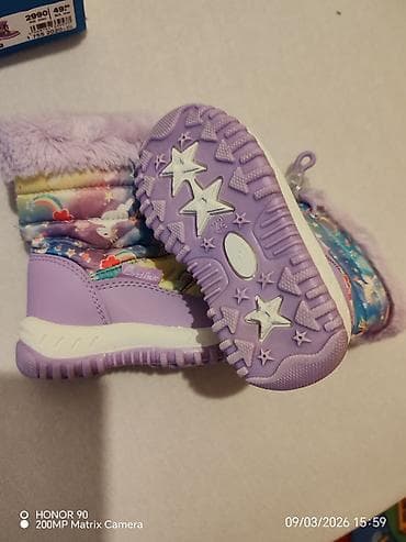 dm patike za vodu: Dečije zimske čizmice – ljubičaste, šareni print (jednorog, zvezdice — 3