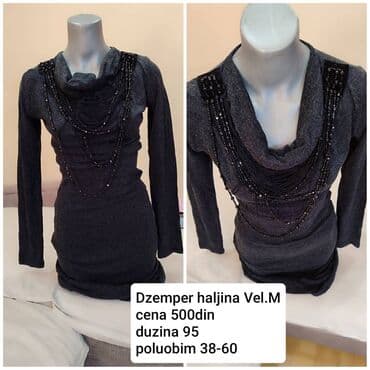 Haljine: Džemper haljina, veličina M. Tamno siva, pripijeni kroj, dužina 95 cm
