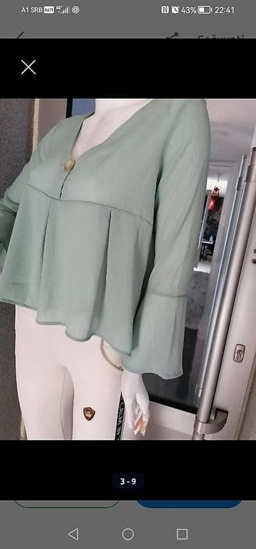 Haljine: Ženska bluza u nežno mentol zelenoj boji. - Kroj: A-linija, blago — 3