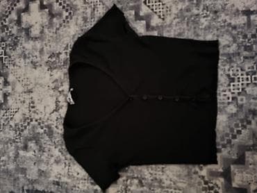 Crni ženski top/majica na kopčanje - Kratak kroj (cropped), kratki