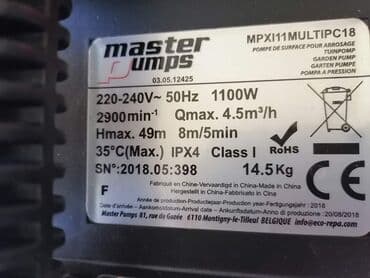 polovne tv komode iz uvoza: Master pumpa za vodu inox 1100W Cena:120evra Pumpa za vodu Master — 6