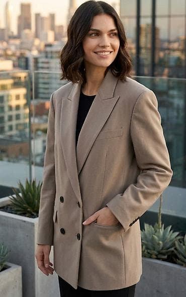 boss majice: Ženski blejzer u bež/peščanoj nijansi, modernog ravnog kroja. - — 1