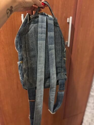 Modni rančevi: Jeans ranac sa vezom i printom - victoria beckhamp - Materijal — 3