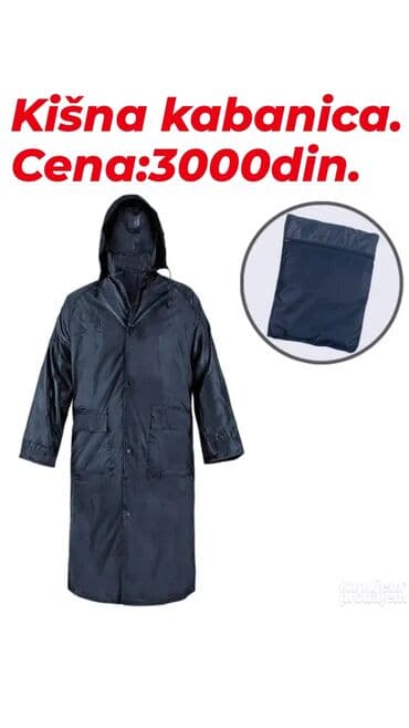 Kišna kabanica – tamnoplava, dužeg kroja sa kapuljačom i štitnikom za na lalafo.rs Kišna kabanica – tamnoplava, dužeg kroja sa kapuljačom i štitnikom za