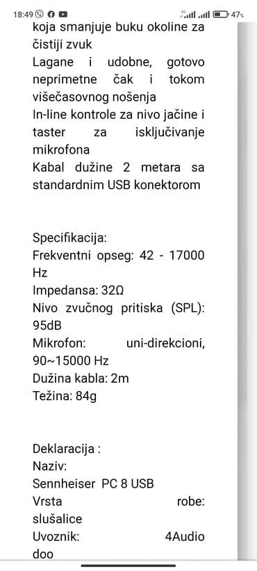 Slušalice: Original nove iz direktno nemacke "sennheiser pc 8 usb"® vrhunsko — 4