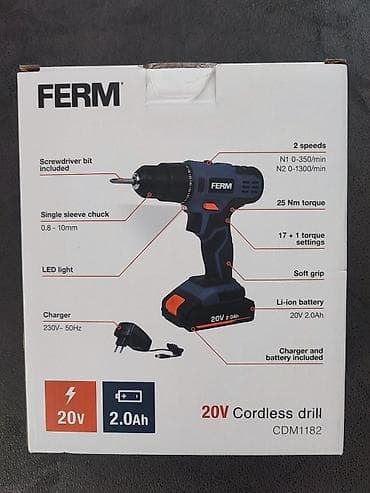 parkside hilti cena: FERM Aku bušilica 20V 2.0Ah – SET (baterija + punjač) | NOVO 2 godine — 3