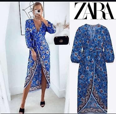 pepco haljina: Midi haljina na preklop, živopisnog plavog tona sa cvetnim printom i — 1