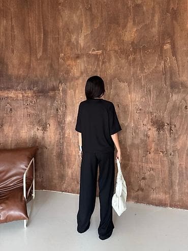 saranski komplet: Komplet široke pantalone visokog struka na lastiz i bocnim dzepovima — 8