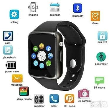 rado satovi: 05. Smart Watch A1smart sat telefon Crni-Pametan sat Cena:2599din — 6
