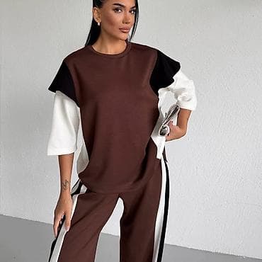 pantalone helanke: Ženski komplet trenerke – bluza i pantalone širokog kroja - — 4