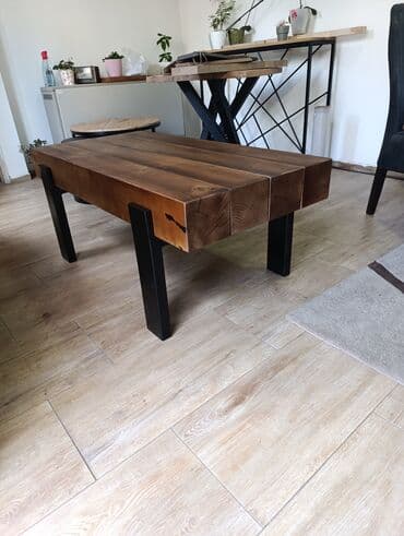 viseci elementi za spavacu sobu: Klub sto GREDE Dimenzija stola 120x60 visina 50cm Debljina grede — 3