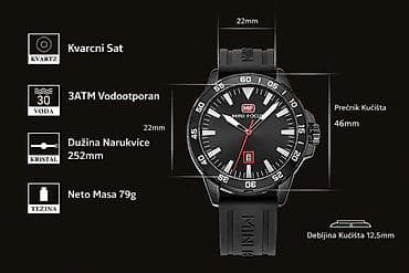 vojni satovi: Nov ručni sat sa kutijom. Vodootporan mogu da se peru ruke, silikonska — 9