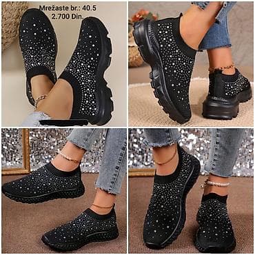 torbe za plažu new yorker: Mrežaste ženske patike – slip-on model - Boje: bela i crna - Ukras — 7