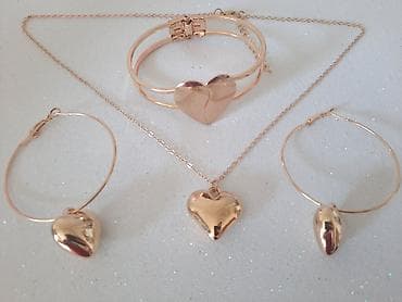 pandora slova privesci: Srce nakit Set Ogrlica, minđiše i narukvica. Slanje poštom. - — 2