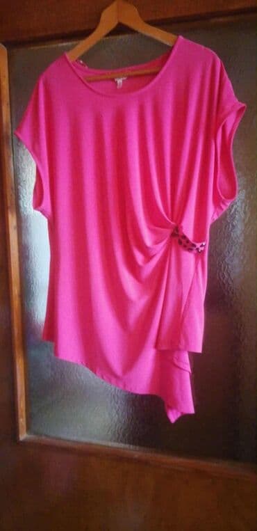 boho tunike: Ženska bluzica – jarko roze - Kroj: asimetrična tunika/bluza — 2