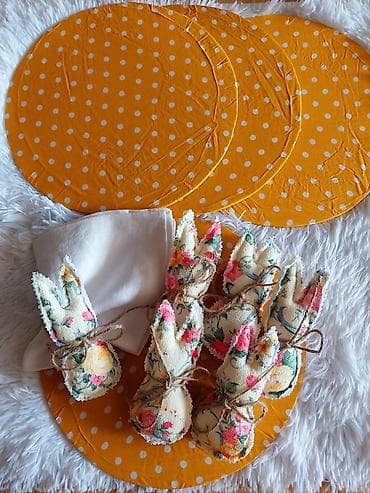 prstenčići za salvete: Uskršnji set dekoracija od filca – ručni rad- prstencici sa zekom. - — 9