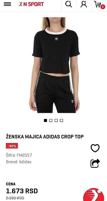 guess torbice cena: Ženska majica adidas CROP TOP - Kroj: kratka (crop), ravnog pada — 3