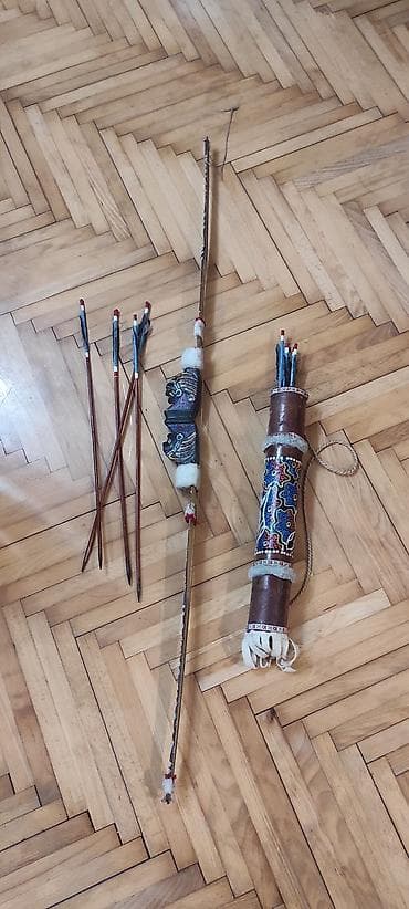 Houseplants: Dekorativni set luk i strele sa tobolcem – ručno oslikan etno motivima — 2