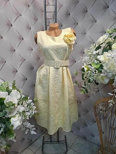 ugg bez: Elegantna damska haljina do kolena od reljefnog žakarda sa cvetnim — 2