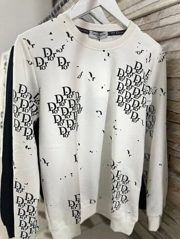crno beli tech fleece: Duks, L (EU 52), M (EU 50), S (EU 48), Dior, bоја - Bela — 1