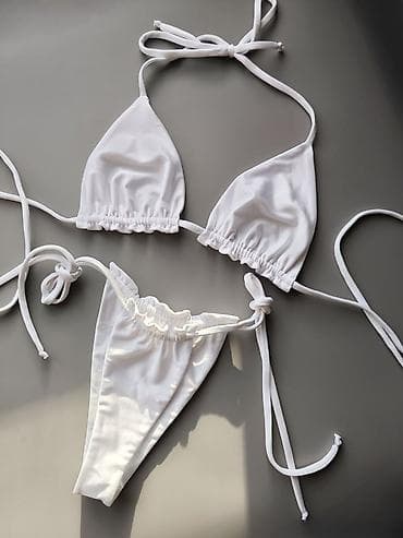 kupaci kostimi koji se brzo suse: Beli ženski bikini set – 2 gornja dela + 2 donja dela - Boja: čista — 3