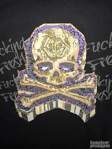 majica s printom: Original PHILIPP PLEIN majica M/L 100% cotton Ramena 46/47cm, duzina — 3