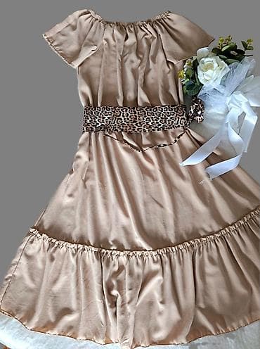 kompleti od viskoze: Bež midi haljina Novo - Stil: romantična, lepršava midi haljina sa — 2