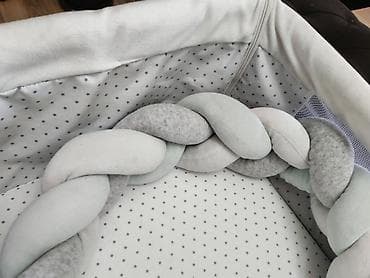 Komplet za bebi krevetac – pleteni ogradica + jastuci - Mekana — 4