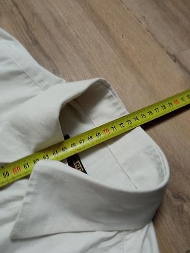 hm srbija pantalone: Bela muška košulja sa dugim rukavima i vezom - Klasičan kroj sa — 7