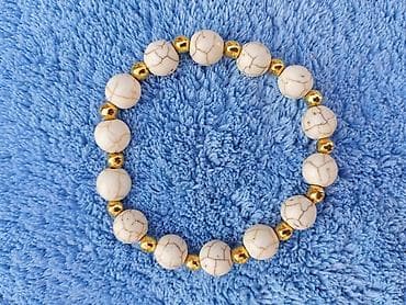torbica od bisera: Narukvica beli Haulit 2 Narukvica od belog Haulita, poludragi kamen — 1