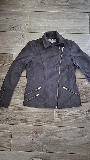 Ženska jakna – tamnosiva, moto stil - Materijal: mekana veštačka