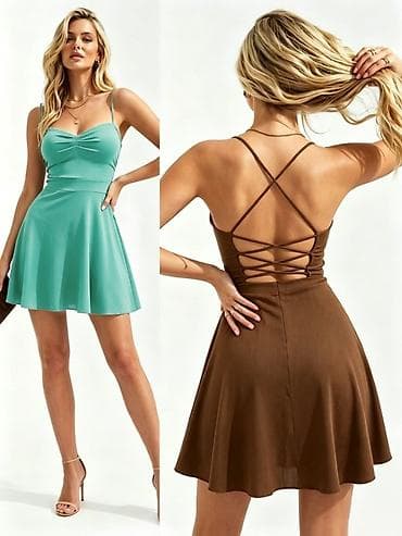 plasticna trska: ✅Ženska mini haljina na bretele sa vezivanjem na leđima
✅S M L — 2