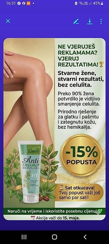 odelo za zene: Anticelulit krema-gel Limes FIT - Namena: njega tela za kožu bez — 2