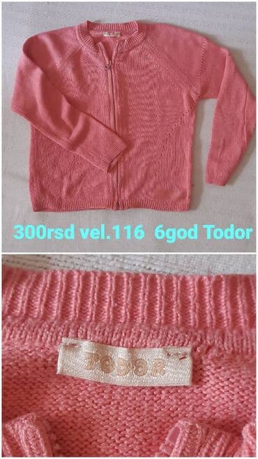 pidzama sa otvorom: Dečji kardigan Todor, roze boje, sa rajsferšlusom. Raglan rukavi — 1