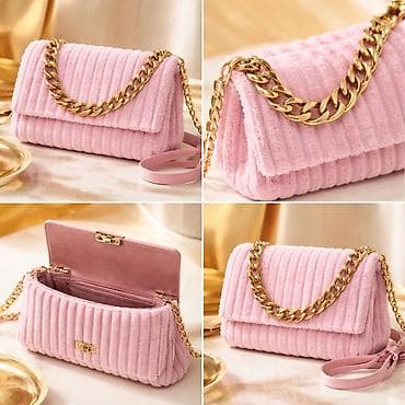 Elegantna ženska torbica preko ramena u puder‑roze boji. - Materijal