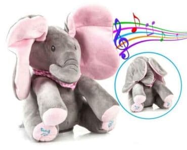 polovna bebi oprema iz inostranstva: Preslatko Baby Peek A Boo Slonce 32cm (sa plavim, roze i sivim usima) — 1