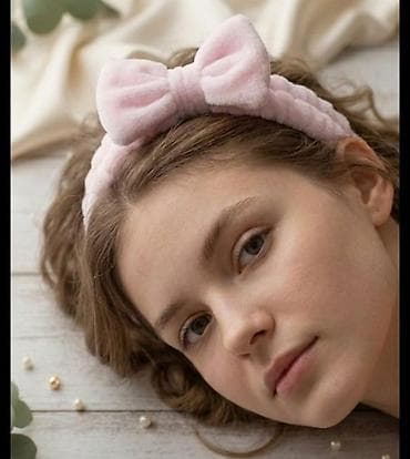 lili torbe: Pamučna traka za kosu sa mašnom – nežno roze - Mekana, plišana — 1