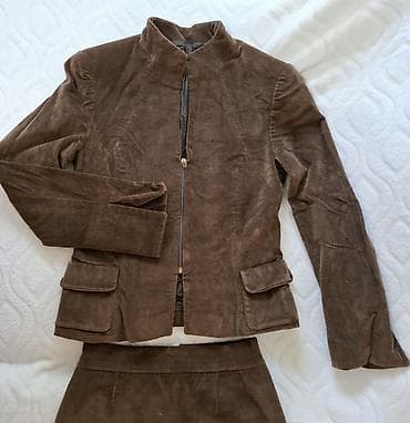 Overalls: Dvodijelni ženski komplet – braon somot - Materijal: somot — 3