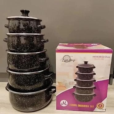 lejzi beg cena: SET 5 ŠERPI 4500 Elegantni crni emajl set – 5 delova ✨ Kuvanje sa — 1