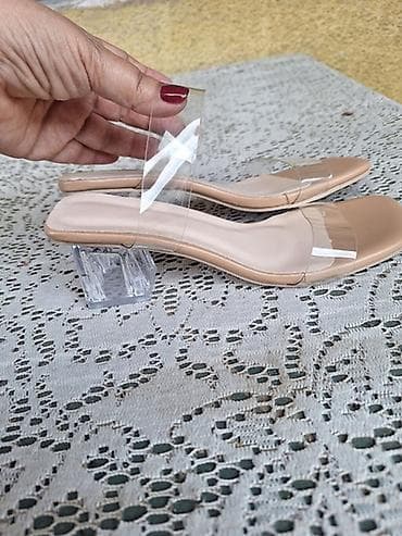 baletanke novi sad: Papuče sa providnom trakom i prozirnom kockastom petom - Veličina: 36 — 1
