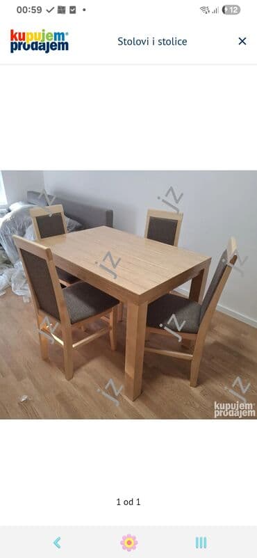Sets of table and chairs: Sto kocka Dimenzije: 30 Cena: 180 e Stolice siroki naslon Boja — 1