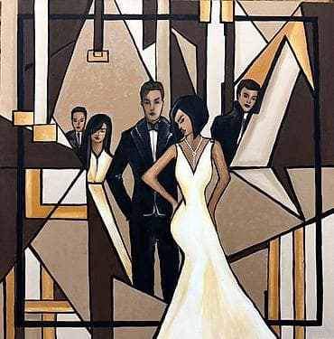 izrada jastuka za stolice: Ručno rađena slika – Art Deco/Geometrijska figuracija - Tehnika — 1