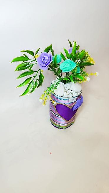 ormari sa ogledalima: Dekorativna aranžmanska saksija sa veštačkim cvećem - Ručno rađen — 1