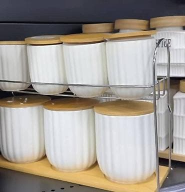 jastuce za ljuljasku: Keramičke posude za kuhinju sa bambus poklopcima - Materijal — 5
