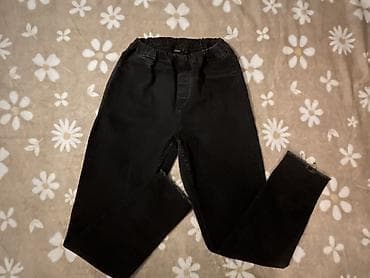 ravne elegantne papuce: Crne ženske pantalone sa elastičnim pojasom. Slim/skinny kroj, visok — 1